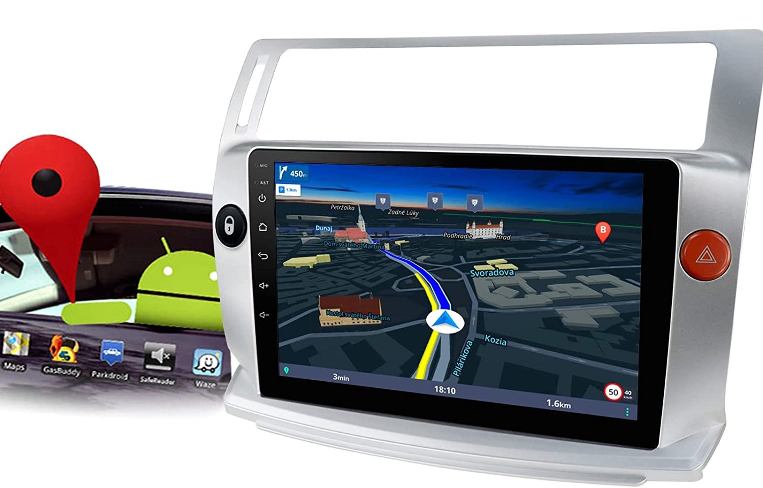 9 Zoll Android 11 Autoradio GPS Navi Für Citroen C-Quatre 2004-2011 Bluetooth FM