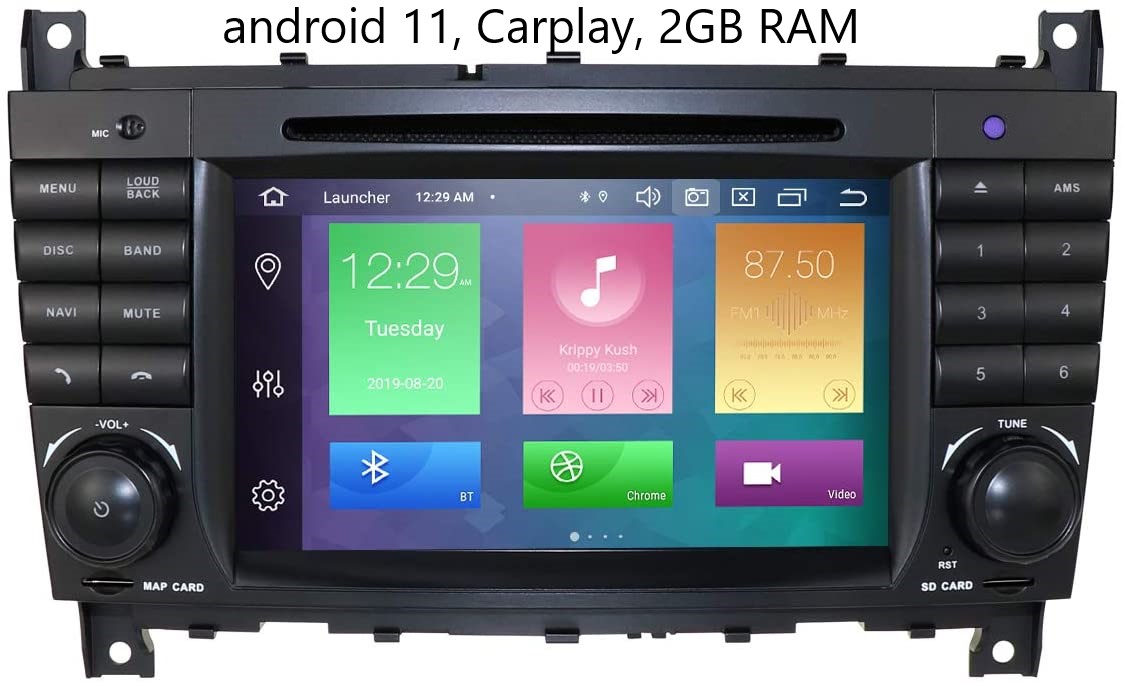 7 Zoll  Android 11 Autoradio GPS  Navi für Mercedes C Class W203 CLK W209 C200 CLC CARPLAY
