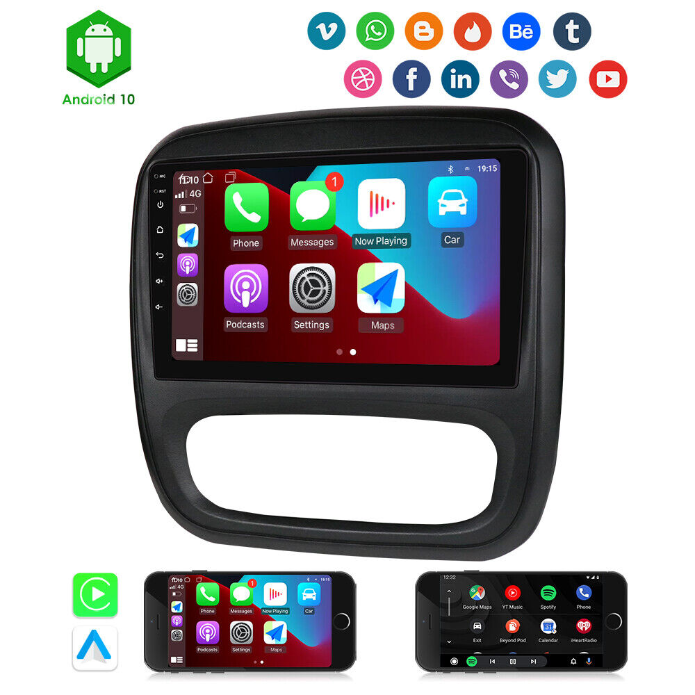 für Renault TRAFIC, Opel VIVARO, Nissan NV300  9" Touchscreen Autoradio GPS Navi Android 15.0  Autoradio BT GPS Navi Carplay RDS 64GB ROM 4GB RAM