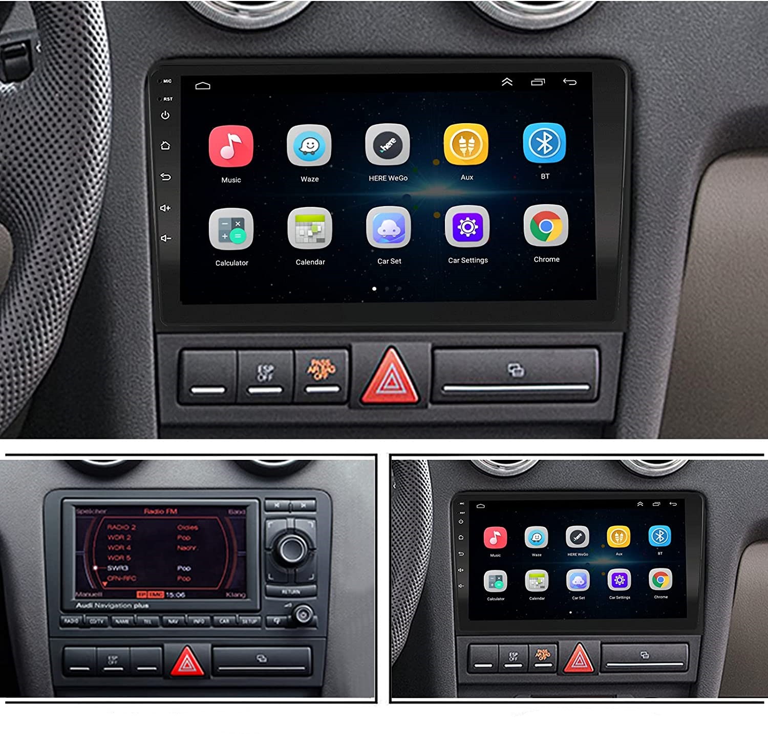 Für AUDI A3 2003-2013  9 Zoll  Android 15 Autoradio GPS Navi  128GB ROM  8GB RAM  BT FM RDS Drahtlos Carplay und Andoid Auto. Octa-Core
