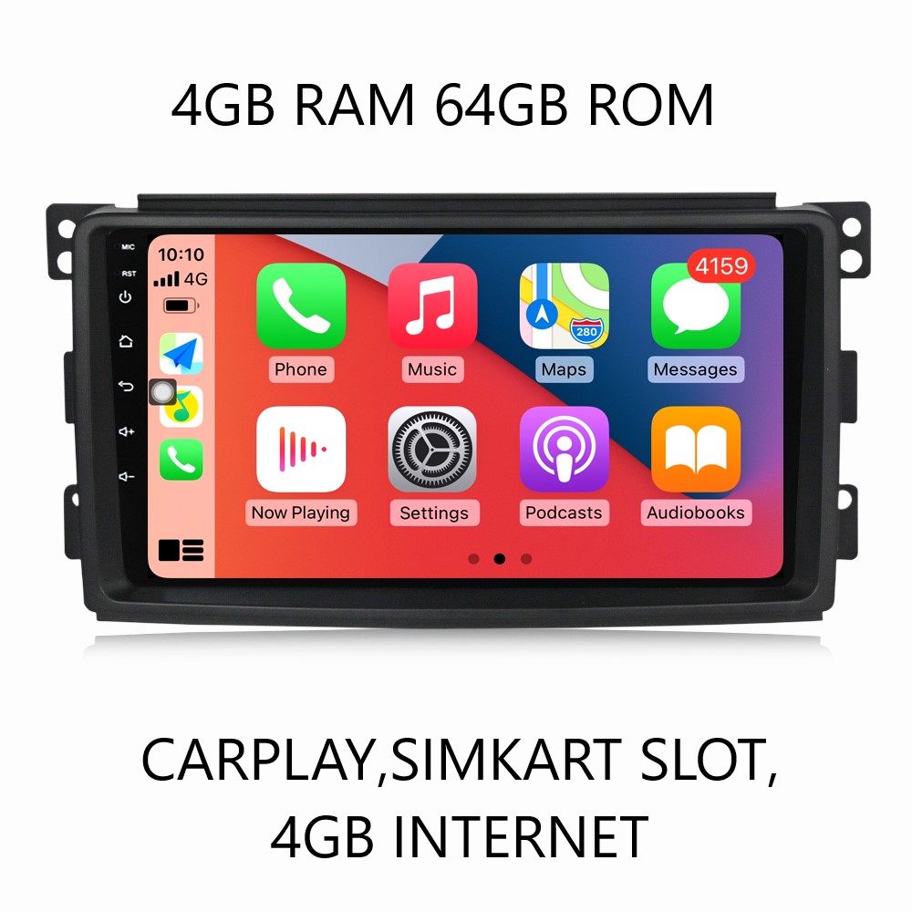 Mercedes Smart Fortwo 9 zoll android 11  Autoradio GPS Navi Wifi für  4GB RAM 64GB ROM  Carplay RDS