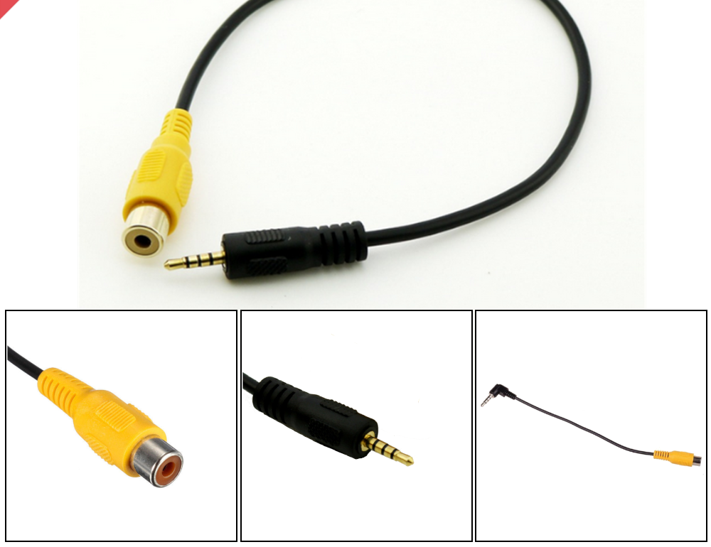 Navi und Auto Audiokabel Gold weiblich RCA zu AV-IN 2,5 mm Jack Kamera-Adapter. Chinch/Klinke Adapter  Klinkenkabel RCA 